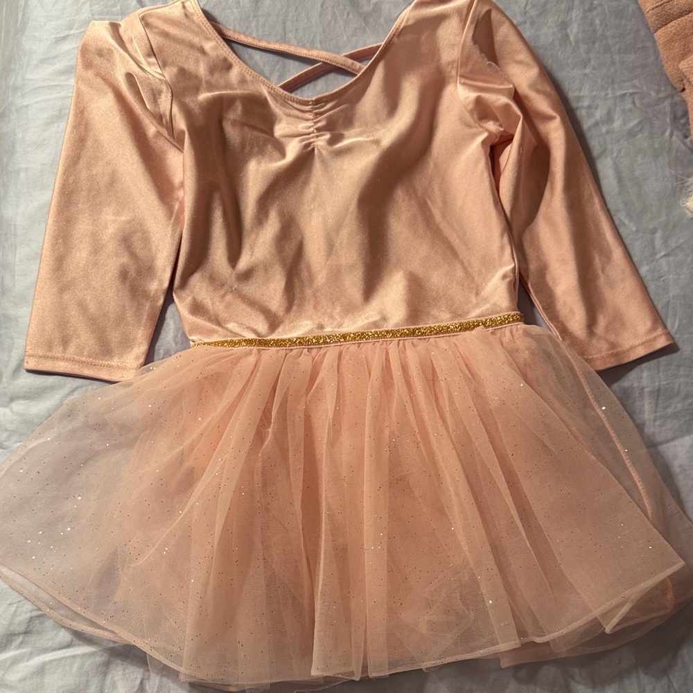 Peach and Gold Kids Ballet Costume